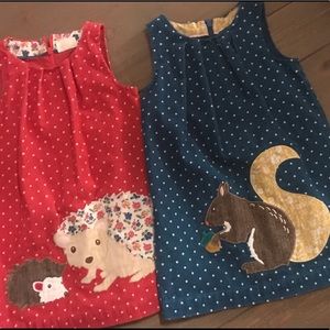 Two (sold together) corduroy Mini Boden dresses.